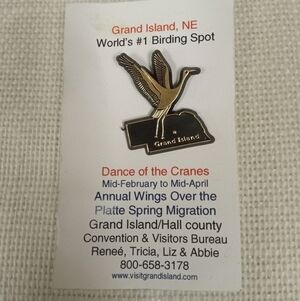 Grand Island Nebraska Dance of the Cranes Pinback Pin Back Birds Birding Crane